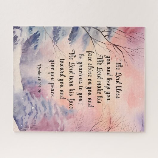 Nummers 6 Heer zegene u Bijbel Verse Winter Scène Legpuzzel (Horizontaal)