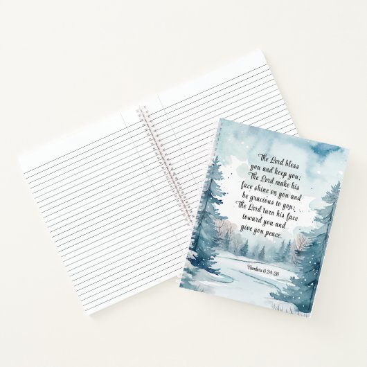 Nummers 6 Heer zegene u Bijbel Verse Winter Scène Notitieboek (Binnen)