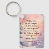 Nummers 6 Heer zegene u Bijbel Verse Winter Scène Sleutelhanger (Voorkant)