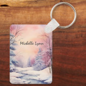 Nummers 6 Heer zegene u Bijbel Verse Winter Scène Sleutelhanger (Achterkant)