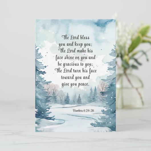 Nummers 6 Heer zegene u bijbel winter platte Kaart (Staand voorkant)