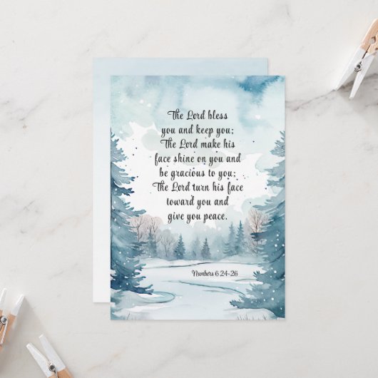 Nummers 6 Heer zegene u bijbel winter platte Kaart (Voorkant / Achterkant in situ)