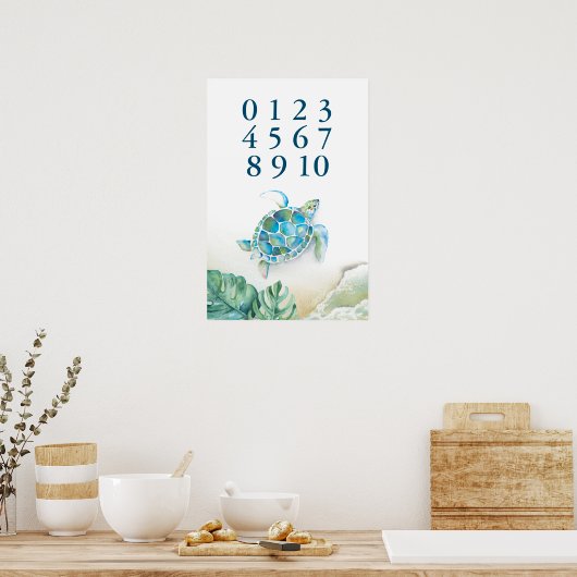 Nummers Kinder Posters Tropisch Zee Schildpad (Keuken)