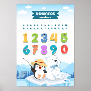 Nummers met pinguïn en Beer Poster