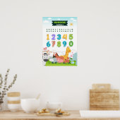 Nummers met schattige dieren poster (Keuken)