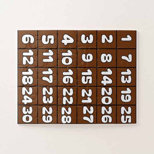 Nummers puzzel 1 tot 30 nummers legpuzzel (Horizontaal)