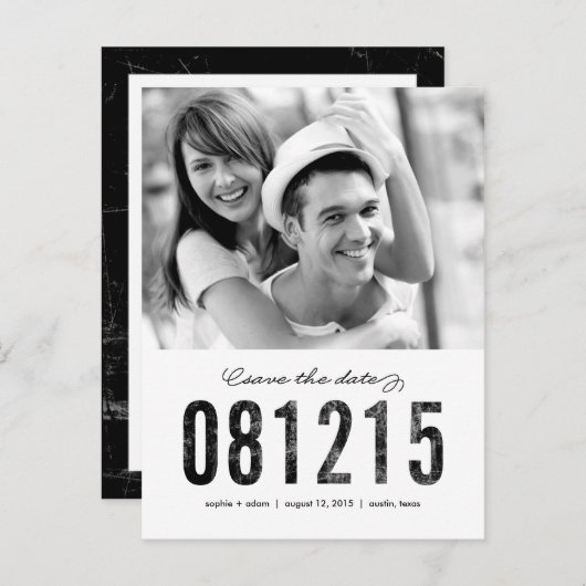 NUMMERS Sla het Briefkaart Datum op (Voorkant / Achterkant)