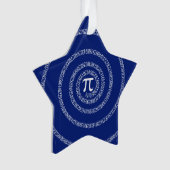 Nummers spiral voor Pi op Navy Blue Ornament (voorkant)