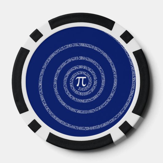 Nummers spiral voor Pi op Navy Blue Pokerchips (Achterkant)