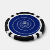 Nummers spiral voor Pi op Navy Blue Pokerchips (Enkel)