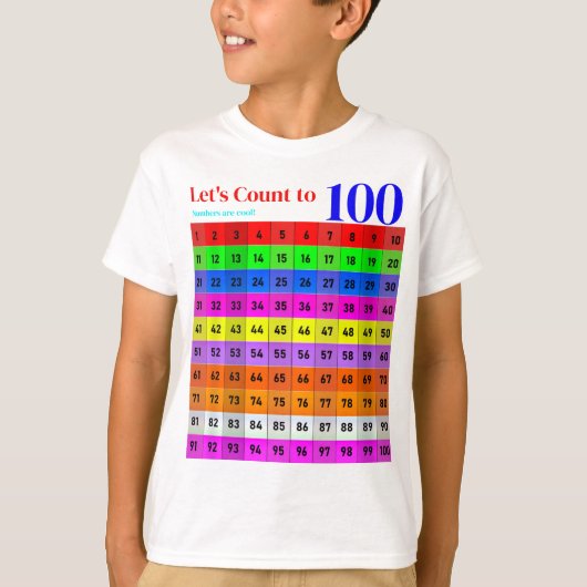 Nummers zijn Cool, 1-100 Nummers Grafiek Kinder T- T-shirt (Voorkant)