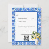 🌈 Nummerverzoek + QR-code Azul & Limone Romance RSVP Kaartje (Achterkant)