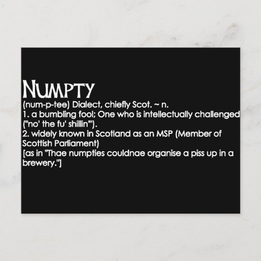 Numpty Briefkaart (Voorkant)