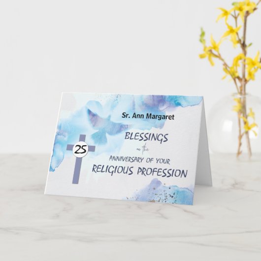 Nun 25e Jubileum godsdienstig beroep Kaart (Gele Bloem)