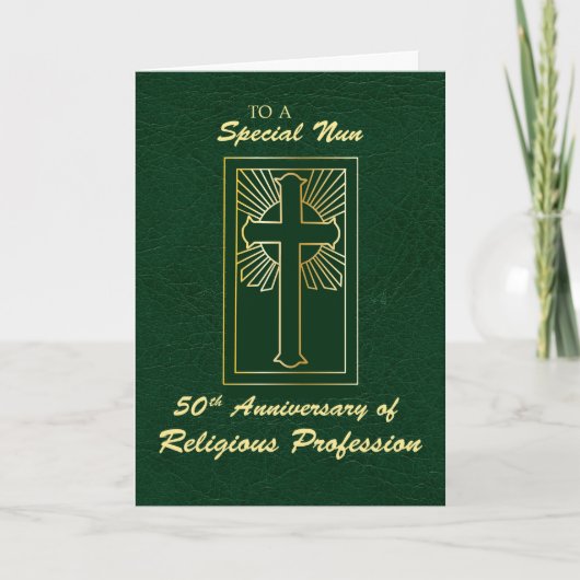 Nun 50e Jubileum van Religieuze Professie Groen Kaart (Voorkant)