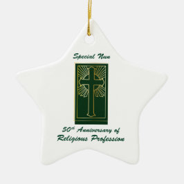 Nun 50e Jubileum van Religieuze Professie Groen Keramisch Ornament