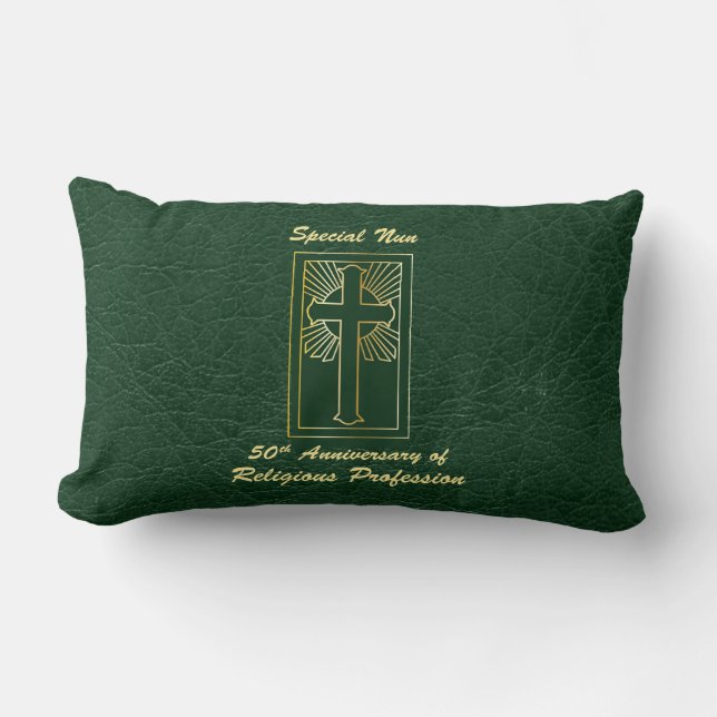 Nun 50e Jubileum van Religieuze Professie Groen Kussen (Voorkant)