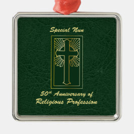 Nun 50e Jubileum van Religieuze Professie Groen Metalen Ornament
