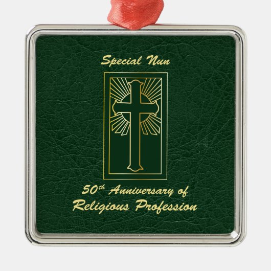 Nun 50e Jubileum van Religieuze Professie Groen Metalen Ornament (Voorkant)