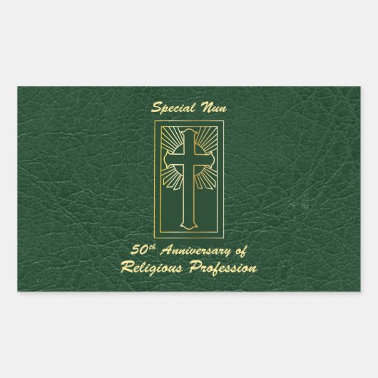 Nun 50e Jubileum van Religieuze Professie Groen Rechthoekige Sticker (Voorkant)