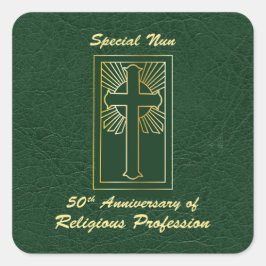 Nun 50e Jubileum van Religieuze Professie Groen Vierkante Sticker