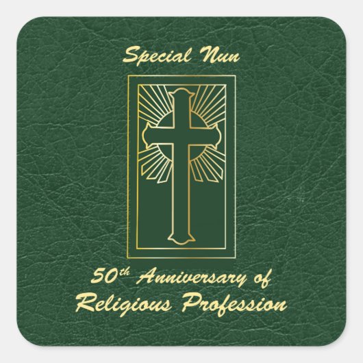 Nun 50e Jubileum van Religieuze Professie Groen Vierkante Sticker (Voorkant)