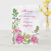 Nun 60e Jubileum van religieus beroep Roze Kaart (Gele Bloem)