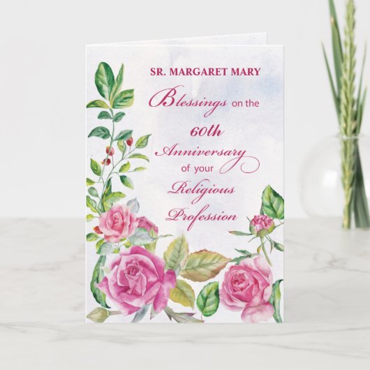 Nun 60e Jubileum van religieus beroep Roze Kaart (Voorkant)