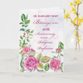 Nun 60e Jubileum van religieus beroep Roze Kaart (Gele Bloem)