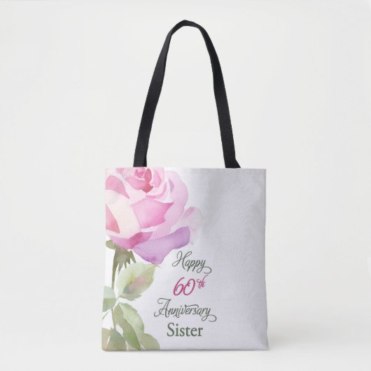 Nun 60th Anniversary Catholic Jubilee Pink Rose Tote Bag (Voorkant)