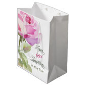 Nun 60th Anniversary Jubilee Custom Name Pink Rose Medium Cadeauzakje (Voorkant Gekanteld)