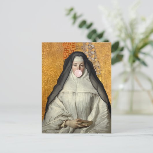 Nun Bgloing a Roze Bubble gum Briefkaart (Staand voorkant)