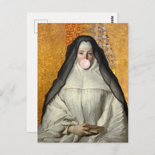 Nun Bgloing a Roze Bubble gum Briefkaart (Voorkant / Achterkant)