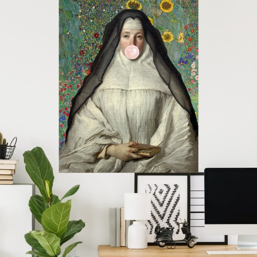 Nun Bgloing a Roze Bubble Poster (Thuiskantoor)