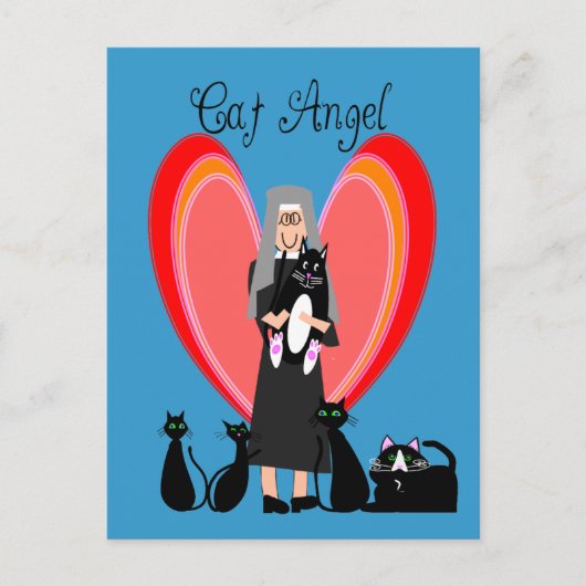 Nun Cat Angel Art Gifts Briefkaart (Voorkant)
