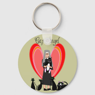 Nun Cat Angel Art Gifts Sleutelhanger