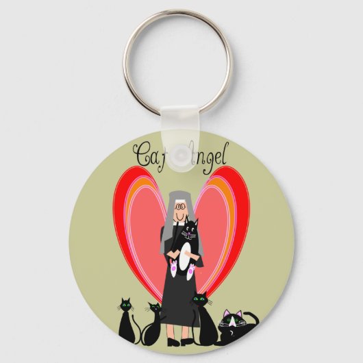 Nun Cat Angel Art Gifts Sleutelhanger (Voorkant)