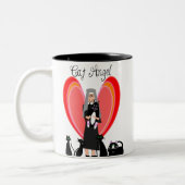 Nun Cat Angel Art Gifts Tweekleurige Koffiemok (Links)