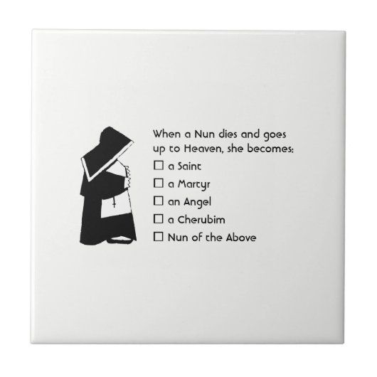 Nun Fun - schone humor, Nun Heaven Joke Tegeltje (Voorkant)