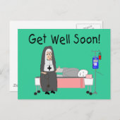 Nun "Get Well Soon"-Kaart Briefkaart (Voorkant / Achterkant)