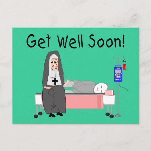 Nun "Get Well Soon"-Kaart Briefkaart (Voorkant)