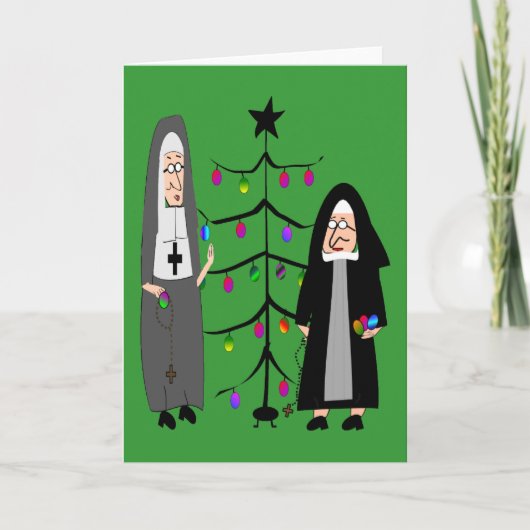 Nun Gifts "Decorating the KerstTree" Feestdagen Kaart (Voorkant)