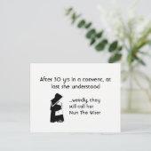 Nun grapje - schone humor, katholieke vlinder briefkaart (Staand voorkant)