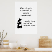 Nun grapje - schone humor, katholieke vlinder poster (Keuken)