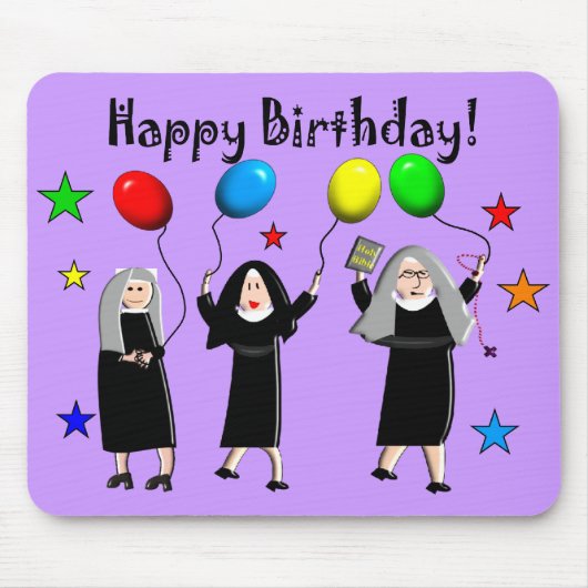Nun Happy Birthday-kaarten & cadeautjes Muismat (Voorkant)