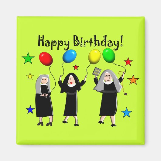 Nun Happy Birthday Kaarten & Gifts Magneet (Voorkant)