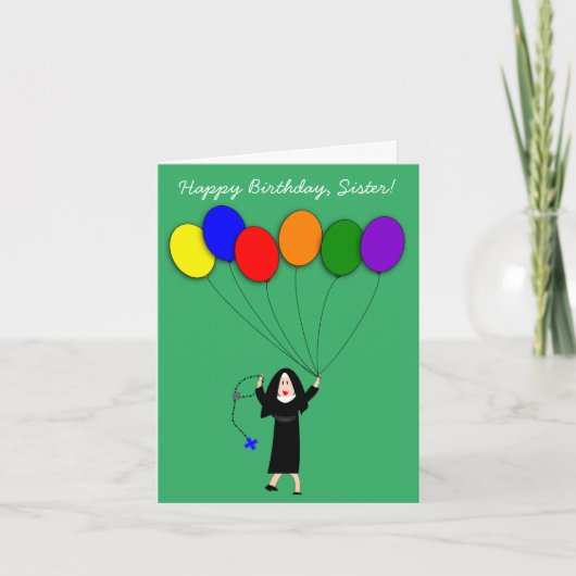 Nun Happy Birthday Wit Kaart (Voorkant)