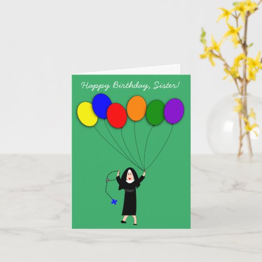 Nun Happy Birthday Wit Kaart (Gele Bloem)