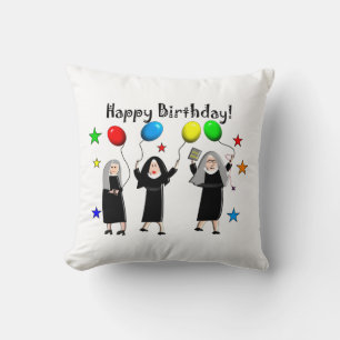 Nun Happy Birthday Wit Kussen