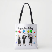 Nun Happy Birthday Wit Tote Bag (Voorkant)